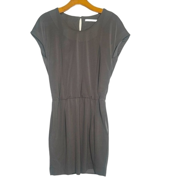 NWOT BLACK by Moussy Boat Neck Cap Sleeve Mini Dress Pockets in Khaki Sz 1 (US ) - Picture 1 of 14